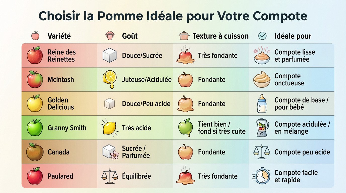 choisir la pomme ideale pour votre compote Sélection de pommes rouges et vertes idéales pour préparer une compote maison onctueuse