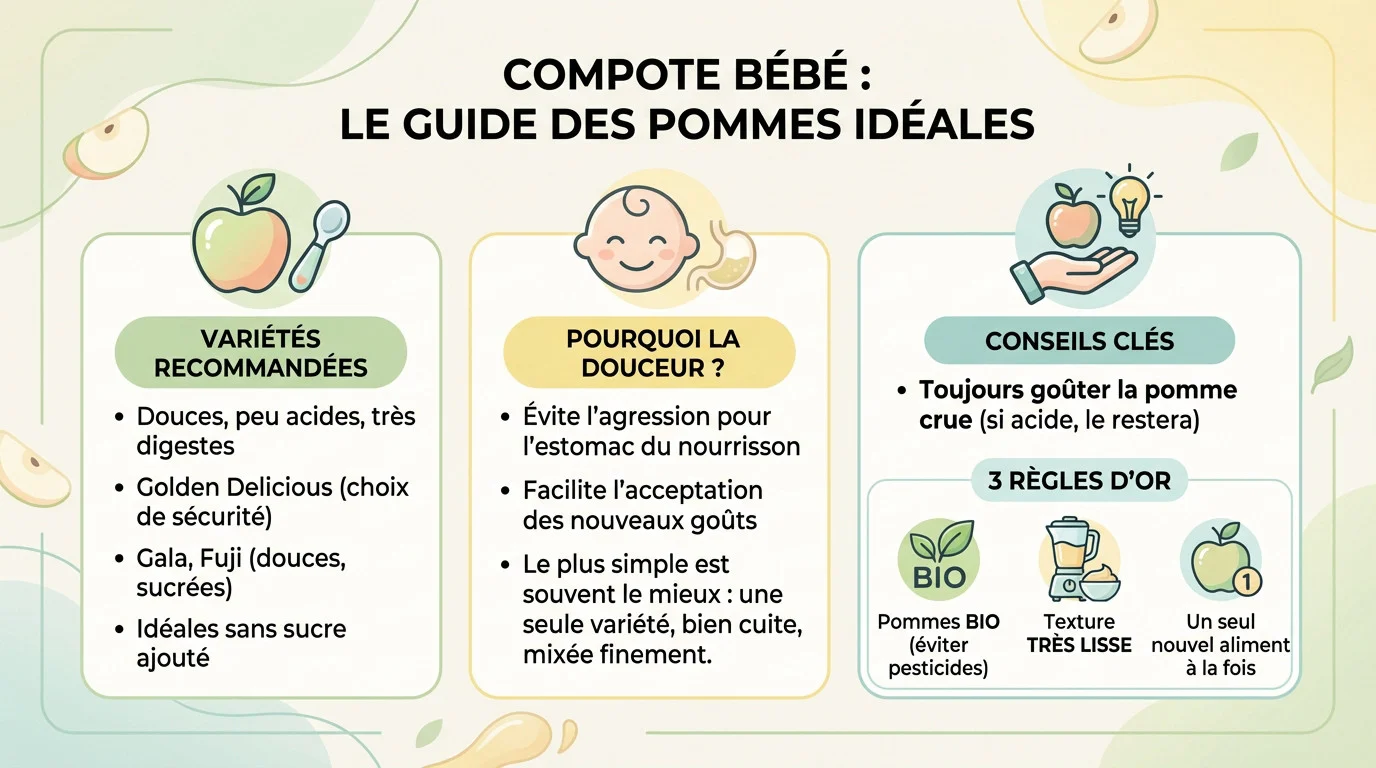 Panier de pommes Golden et Gala idéales pour une compote bébé douce et onctueuse