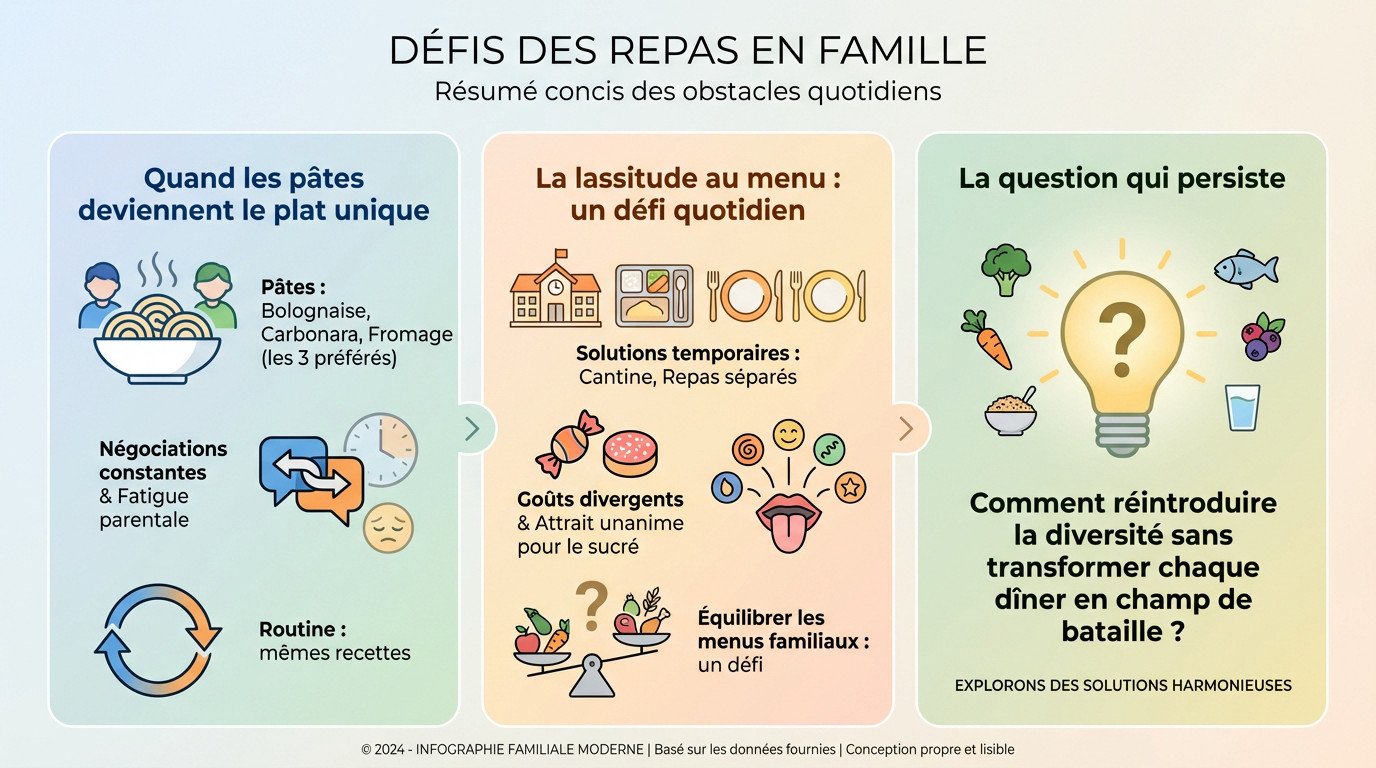 Parents débordés face aux refus alimentaires des enfants lors du repas familial