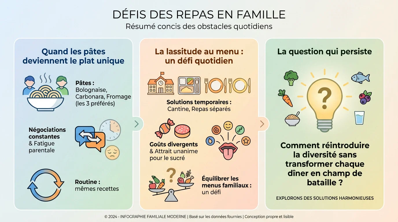 Parents débordés face aux refus alimentaires des enfants lors du repas familial