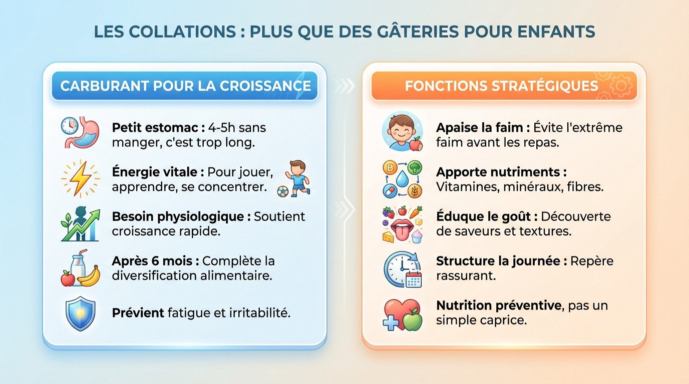 Enfant souriant mangeant une collation saine composée de fruits frais et de noix