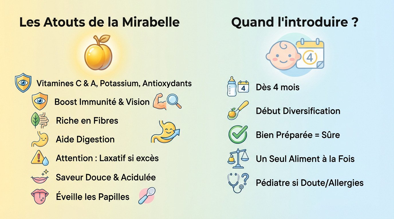 Bol de compote de mirabelles fraîches préparé pour la diversification alimentaire d'un bébé