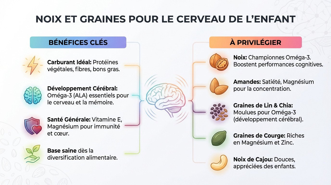 noix et graines pour le cerveau de lenfant Enfant mangeant des noix et graines moulues bénéfiques pour le cerveau
