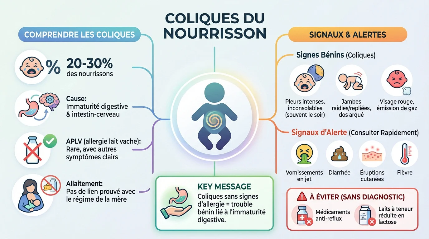 Bébé souffrant de coliques du nourrisson réconforté par son parent