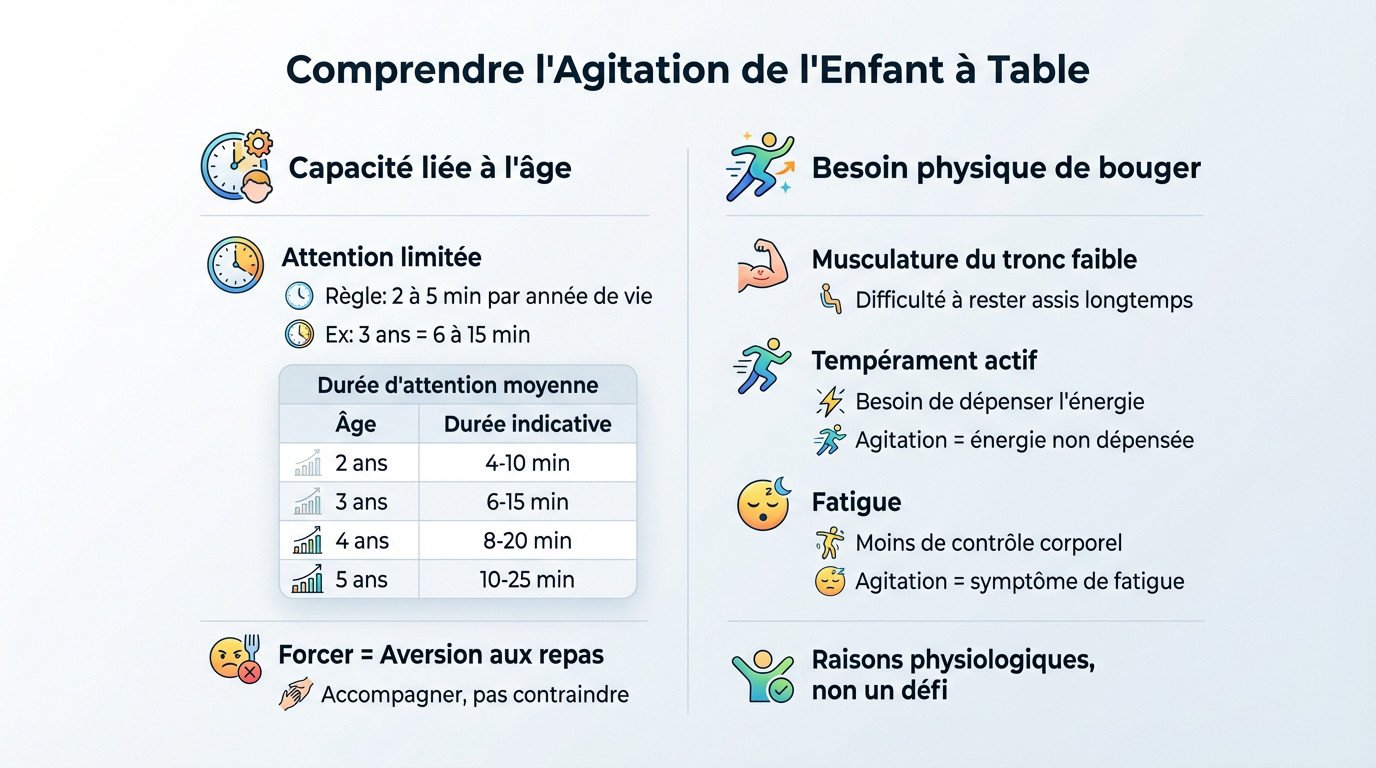 Jeune enfant agité assis sur sa chaise haute refusant de manger