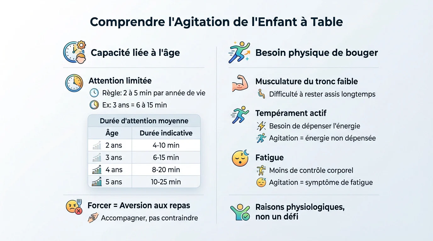 Jeune enfant agité assis sur sa chaise haute refusant de manger