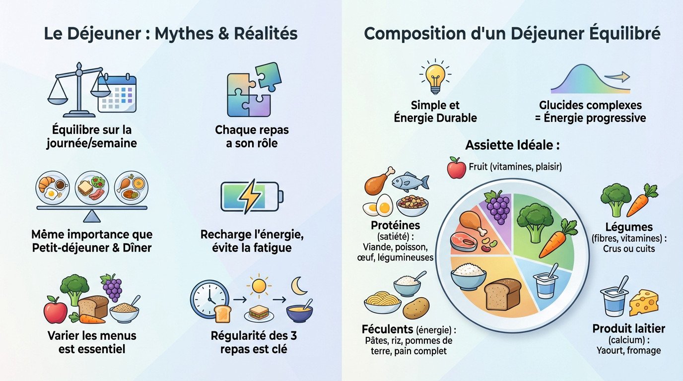Enfant souriant devant un déjeuner équilibré composé de fruits et de céréales