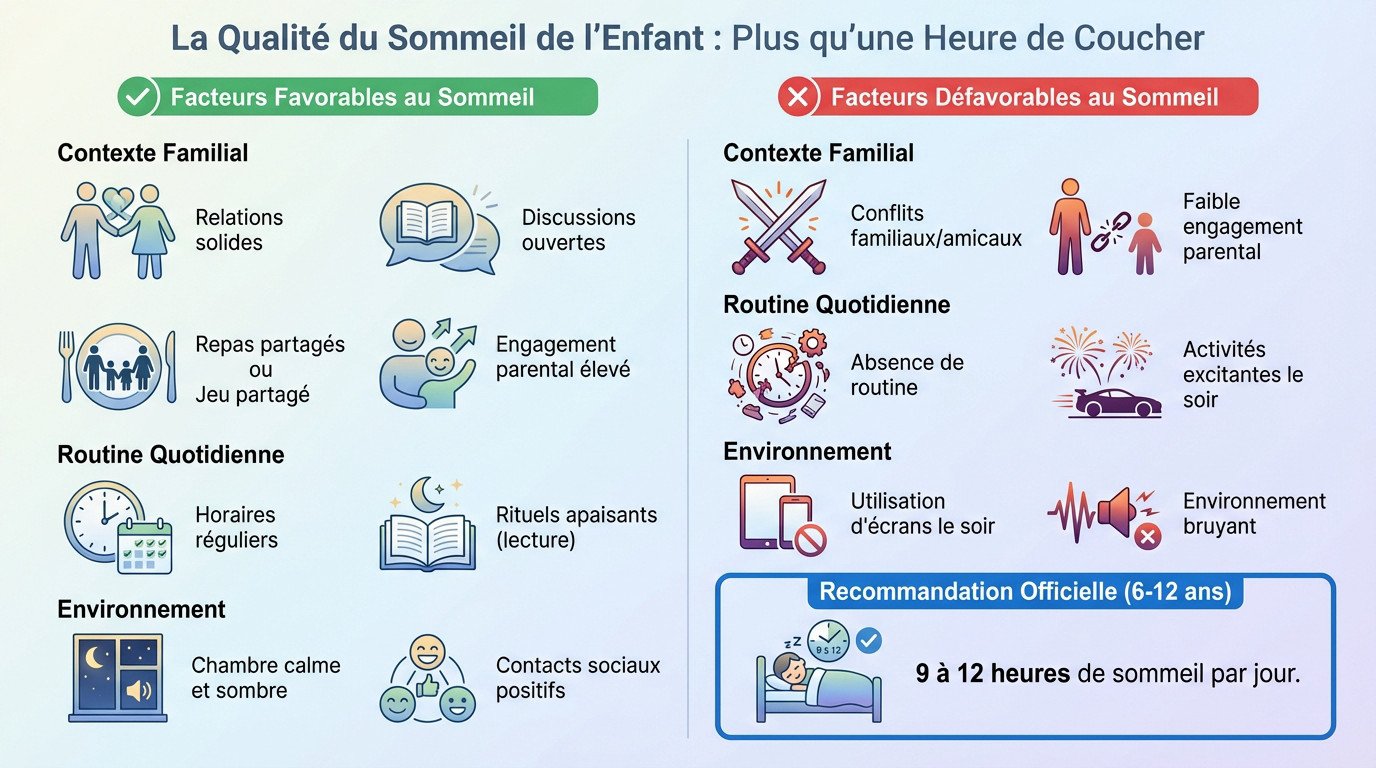 Enfant dormant paisiblement dans un lit confortable, illustrant l'importance d'un bon sommeil