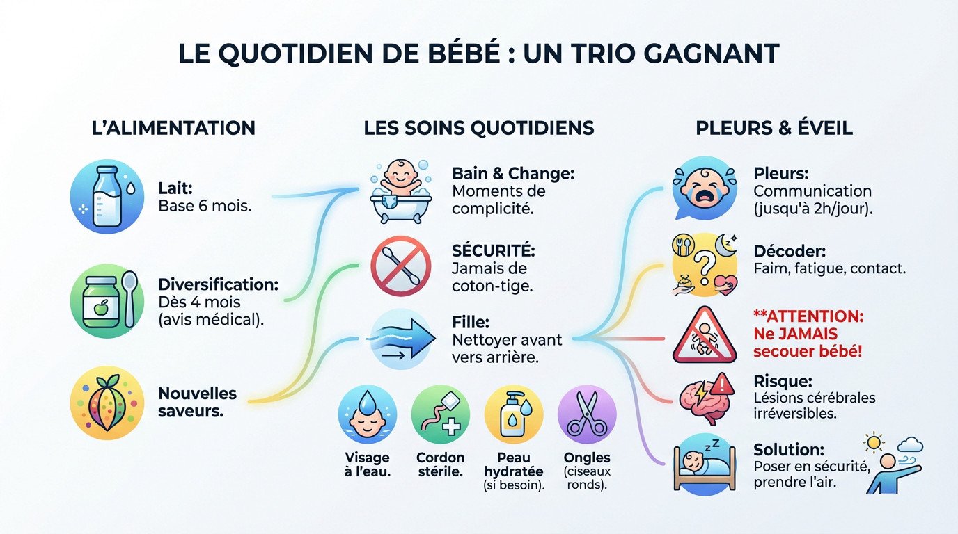 Papa donnant le biberon à son bébé dans un moment de calme quotidien