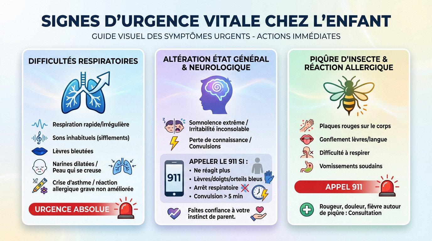 signes durgence vitale chez lenfant Enfant examiné par un médecin montrant des signes d'urgence vitale