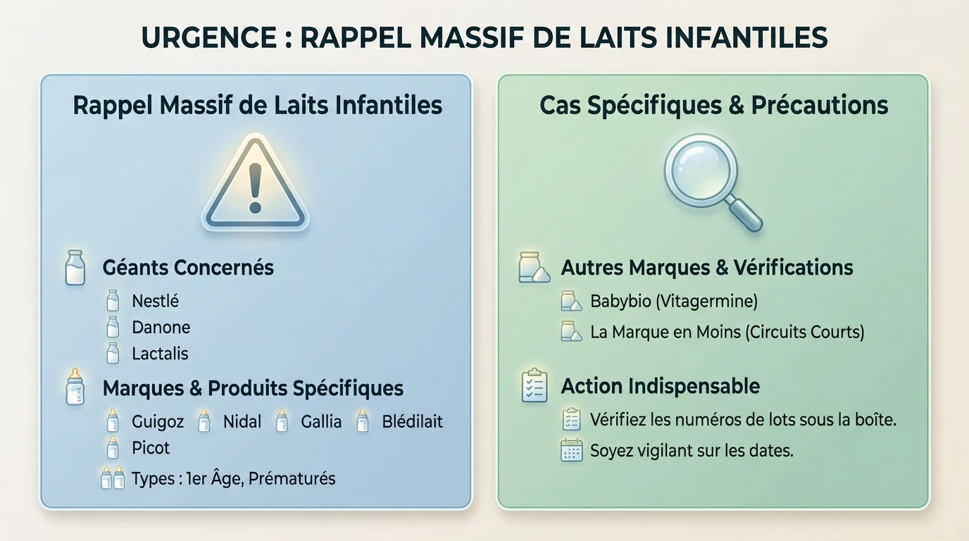Rayons de supermarché vides suite au rappel urgent de laits infantiles contaminés