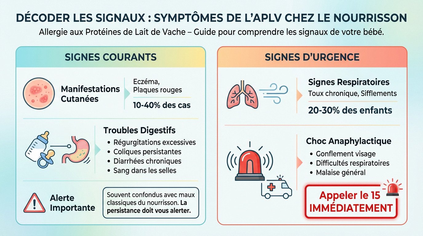Bébé présentant des symptômes cutanés et digestifs liés à l'APLV
