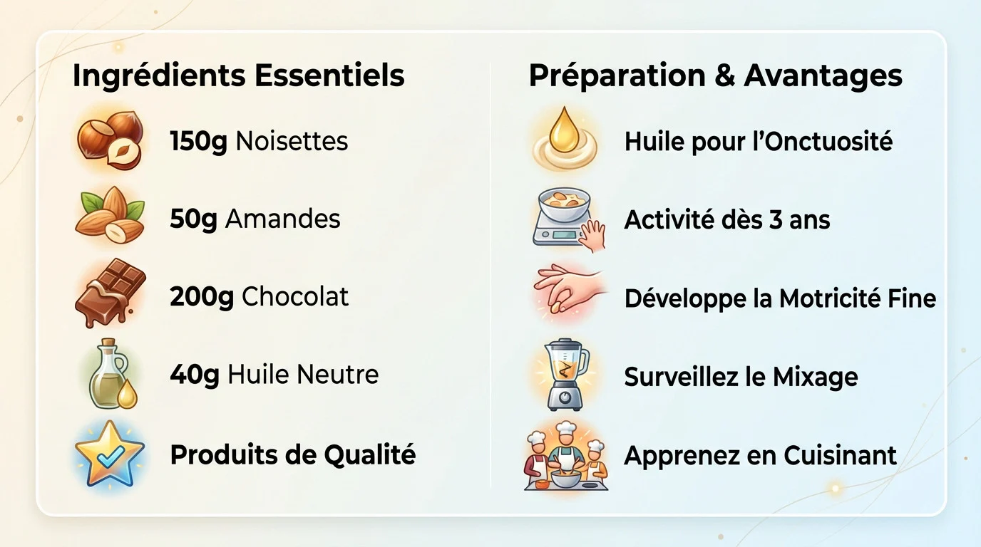 Infographie recette pâte à tartiner maison noisette chocolat
