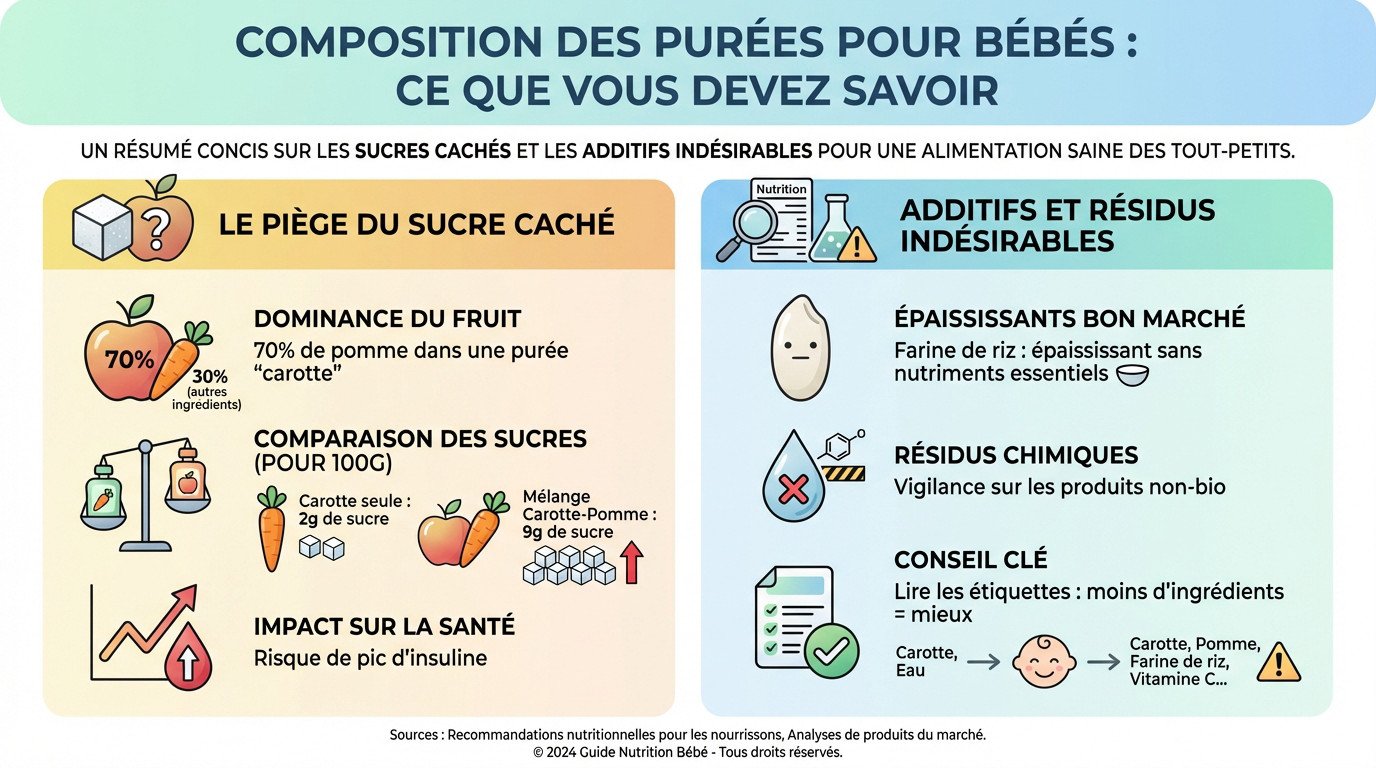 Comparaison entre une purée de légumes maison et une gourde industrielle riche en sucres cachés