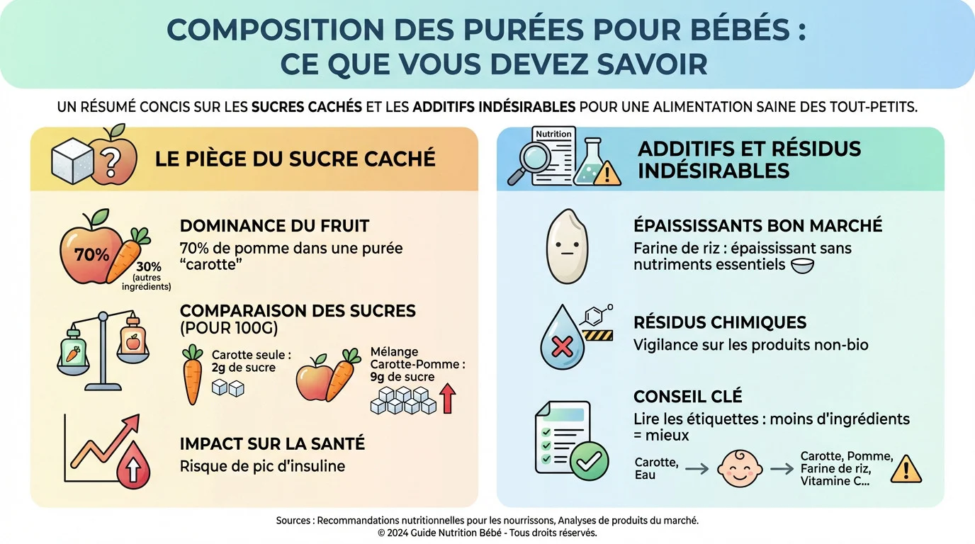 Comparaison entre une purée de légumes maison et une gourde industrielle riche en sucres cachés