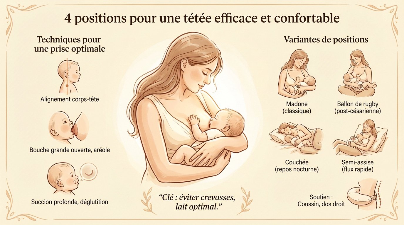 Différentes positions d'allaitement pour le confort de la mère et du bébé