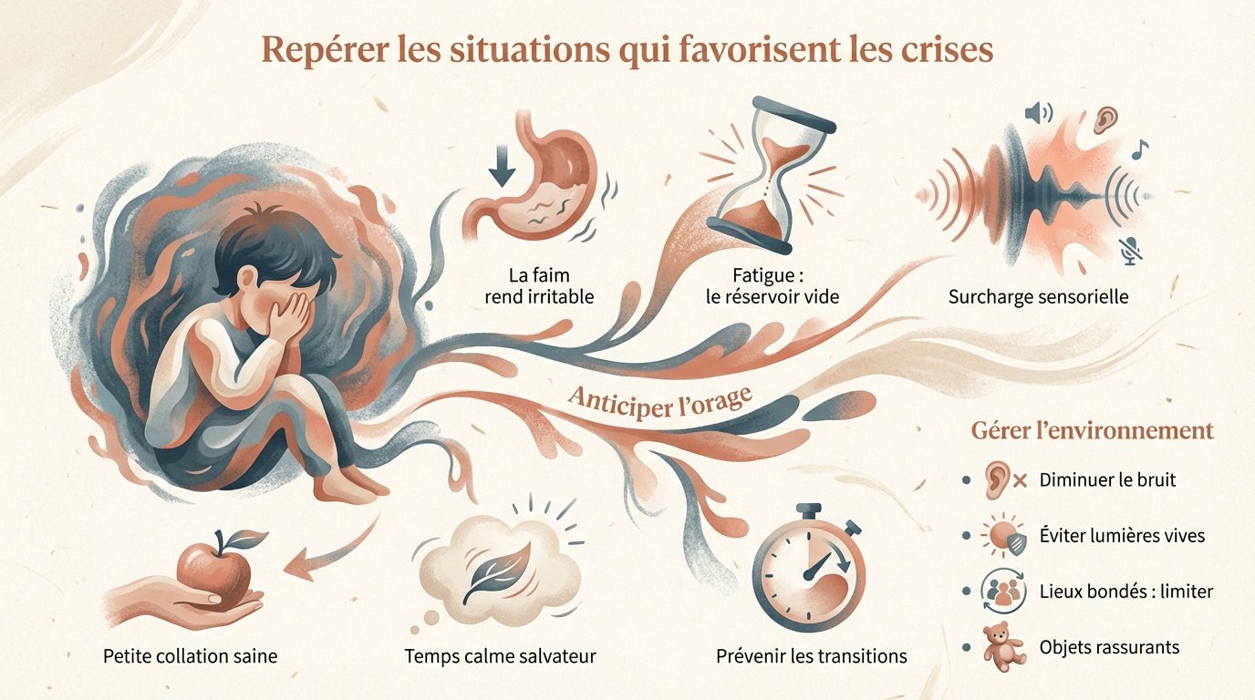 Enfant en pleine crise de colère à cause de la fatigue et de la faim