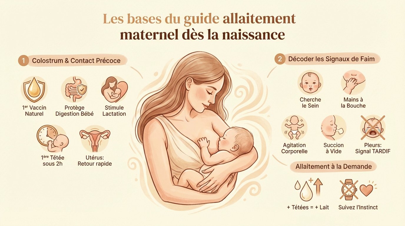 Maman pratiquant le peau à peau avec son nouveau-né pour favoriser la première tétée