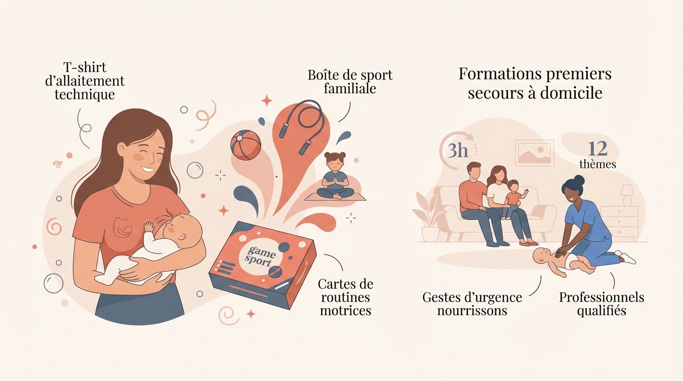 Maman et bébé découvrant des jeux d'éveil et des conseils de sécurité au Salon Baby