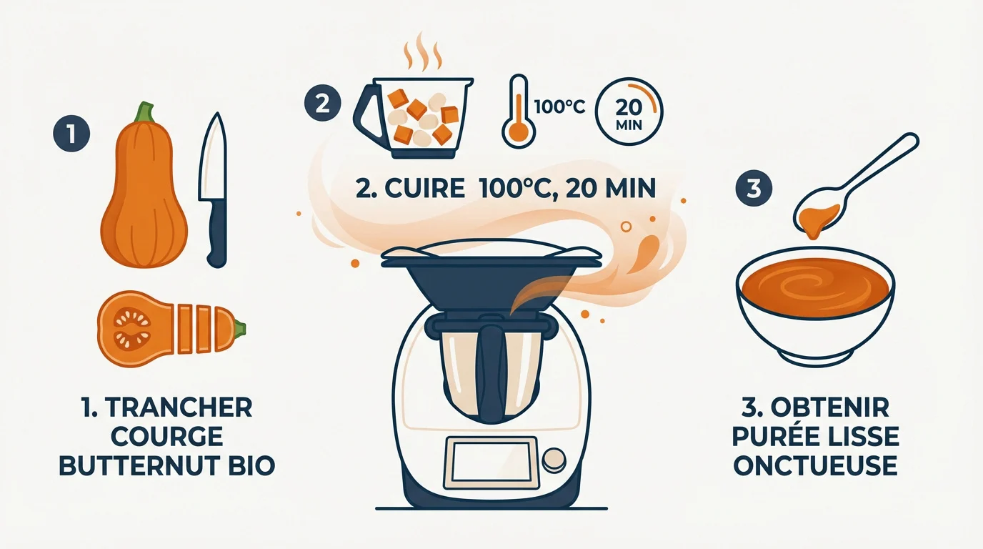 Purée de butternut préparée au Thermomix pour bébé