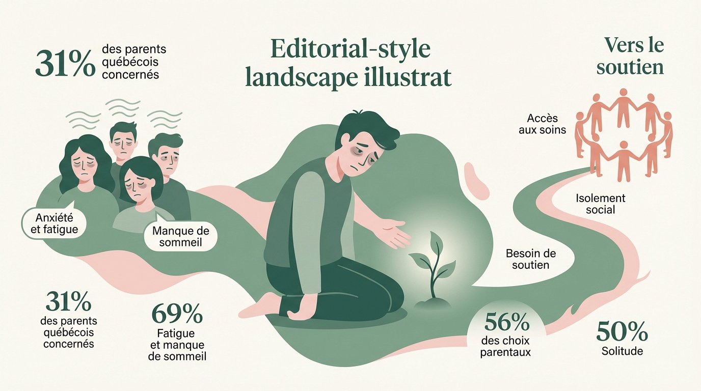 Parent fatigué tenant son bébé illustrant le besoin de soutien périnatal