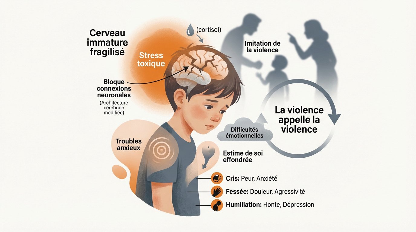 Illustration des conséquences du stress toxique et des violences sur le développement cérébral de l'enfant
