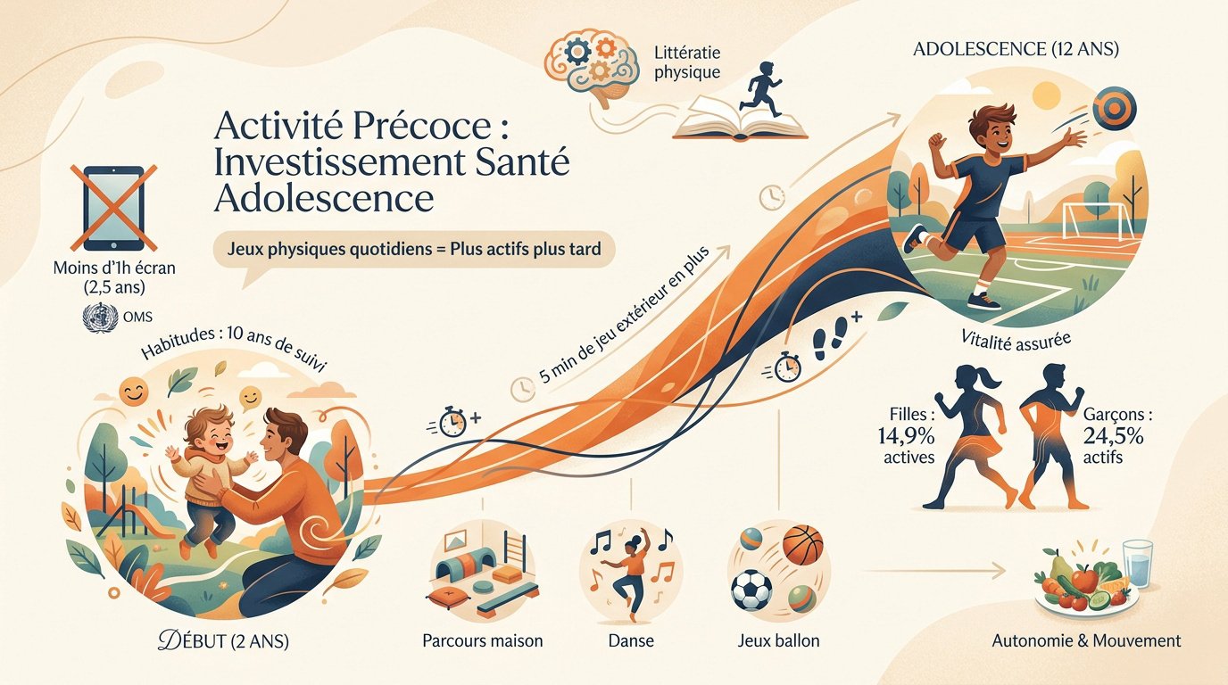 Jeune enfant actif jouant avec son parent en extérieur pour favoriser sa santé future