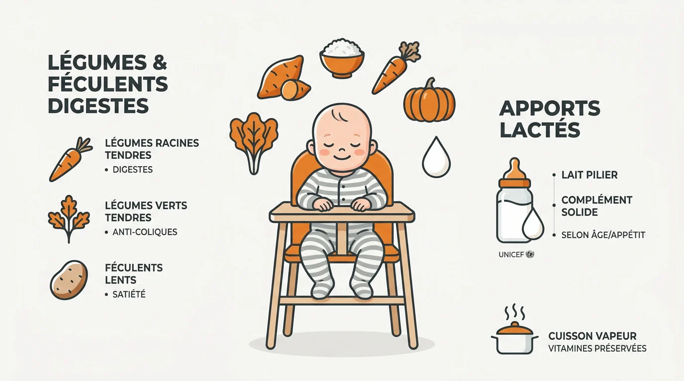 Légumes vapeur et biberon pour le soir