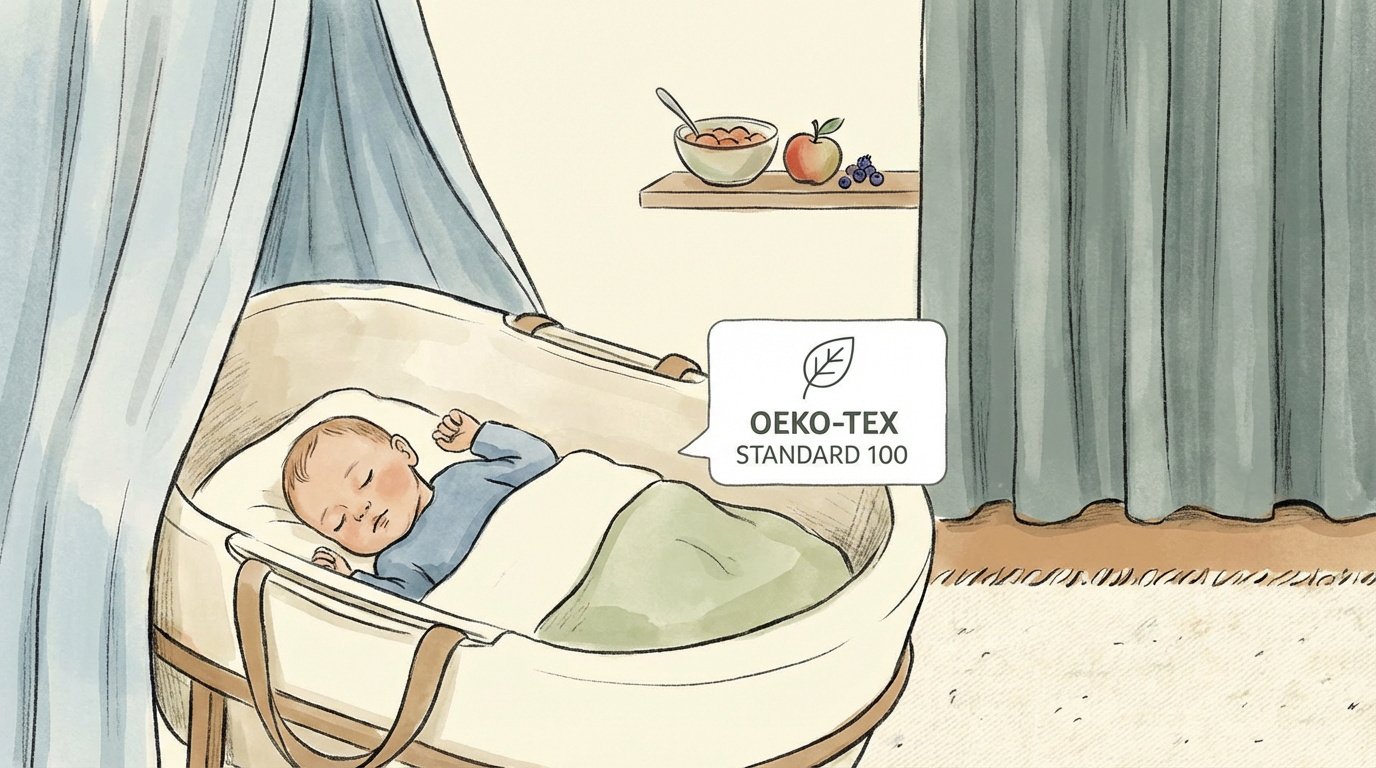 Bébé endormi dans un berceau avec textiles sains