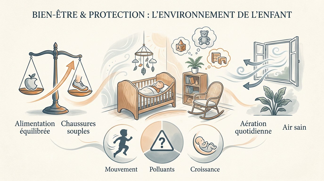 Bébé jouant dans une chambre saine et sécurisée