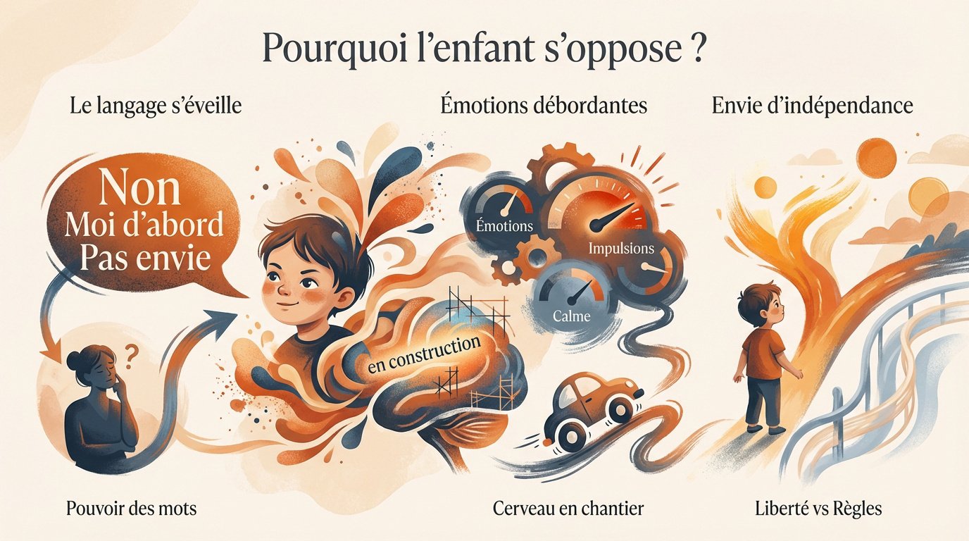 Enfant de 4 ans exprimant son opposition face à un parent