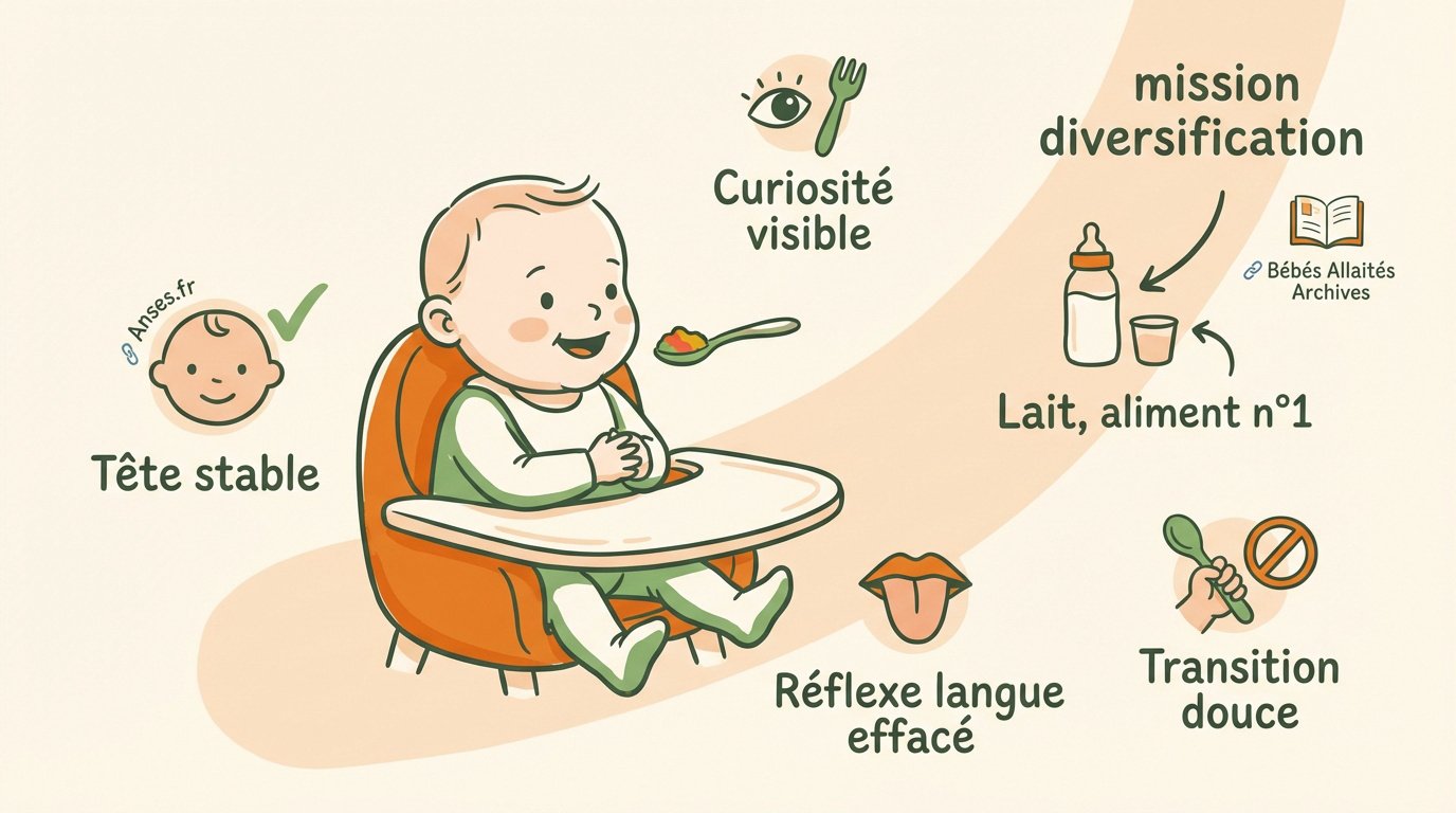 diversification alimentaire du bebe signes cles Bébé découvrant ses premières purées lors de la diversification alimentaire