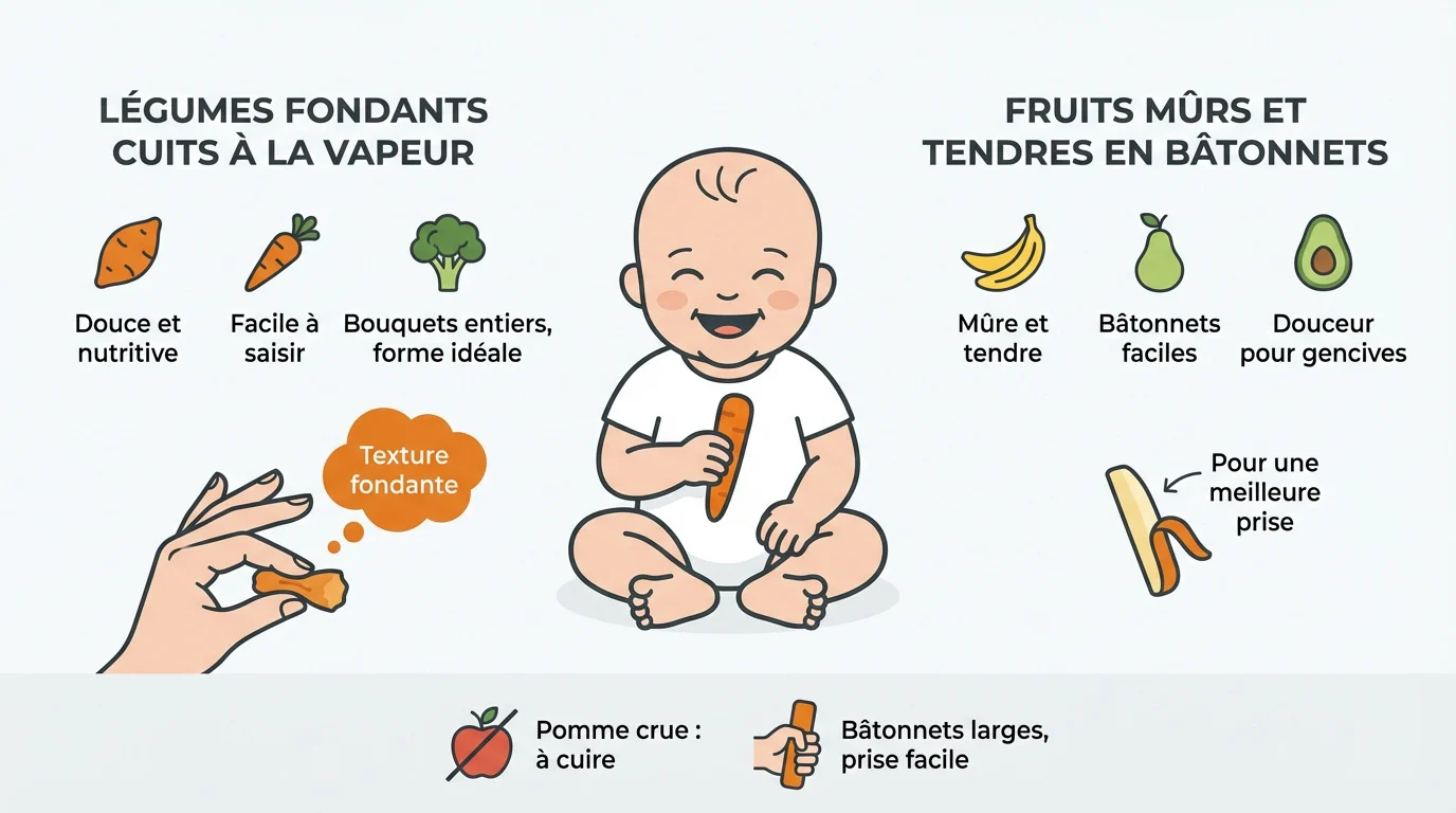Légumes et fruits coupés en bâtonnets pour la DME