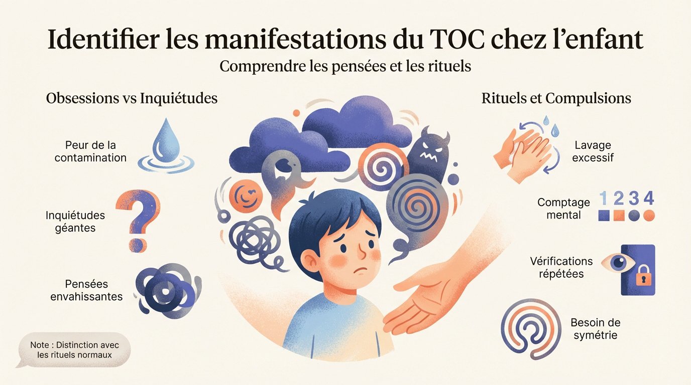 identifier les manifestations du toc chez lenfant Enfant montrant des signes d'anxiété et de rituels répétitifs liés au TOC