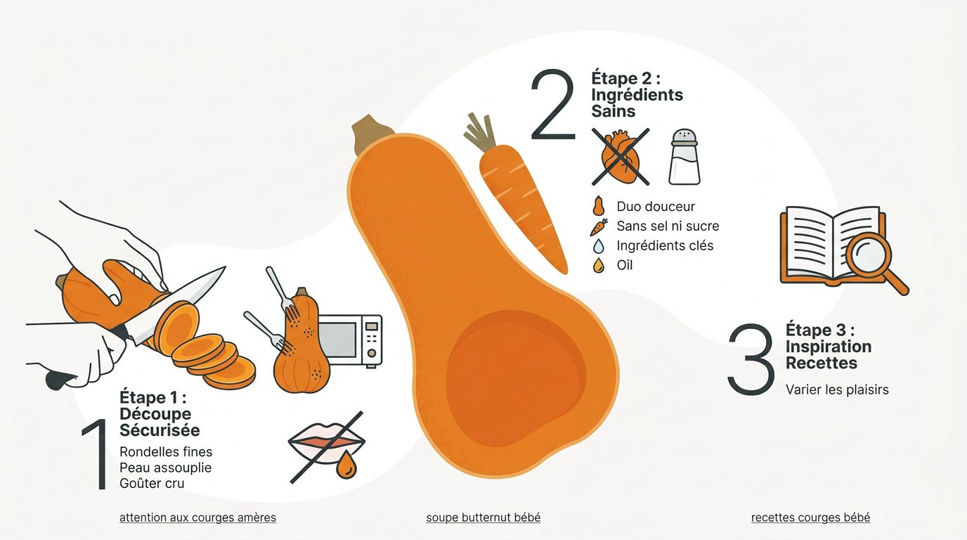 Préparation sécurisée de la courge butternut pour bébé