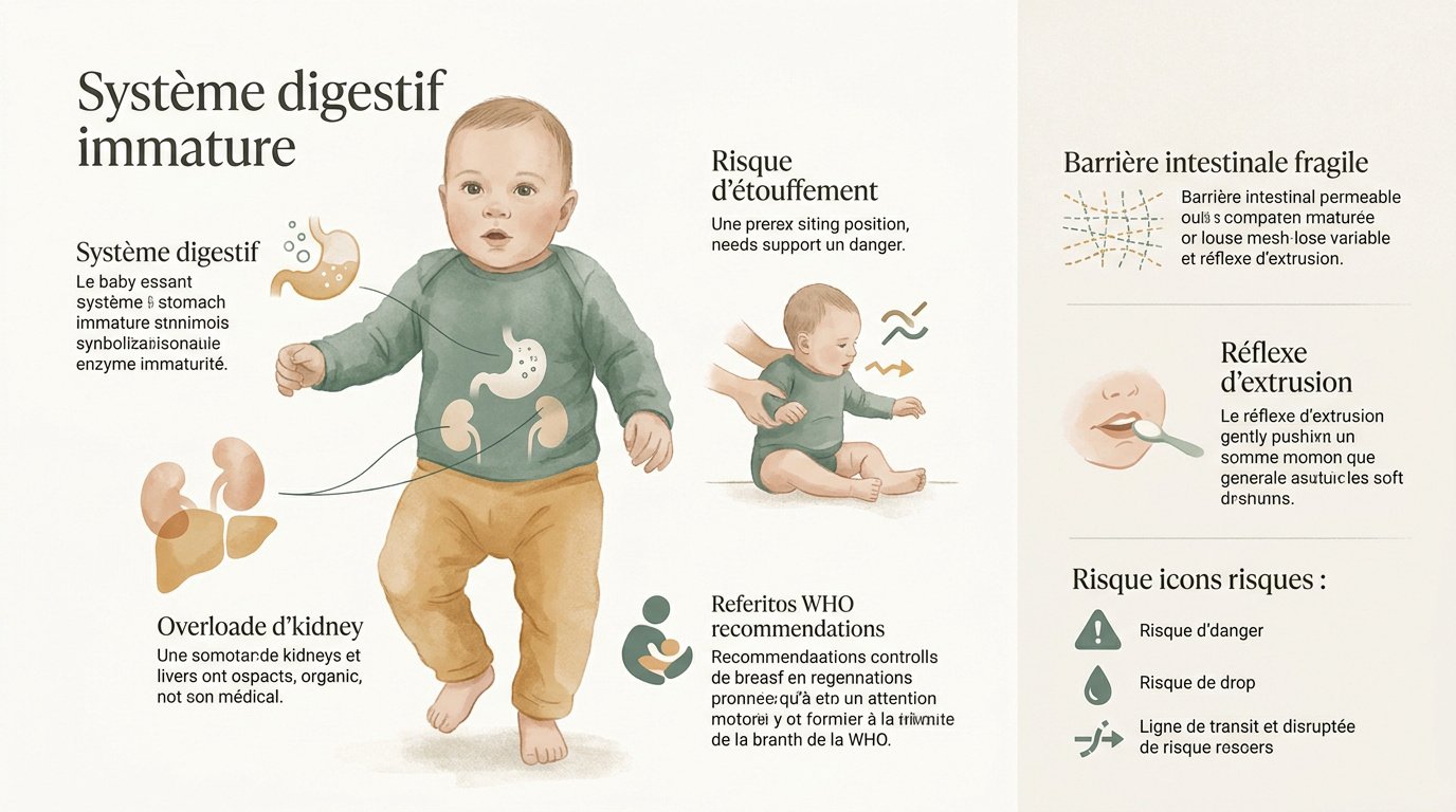 Schéma de l'immaturité digestive du nourrisson