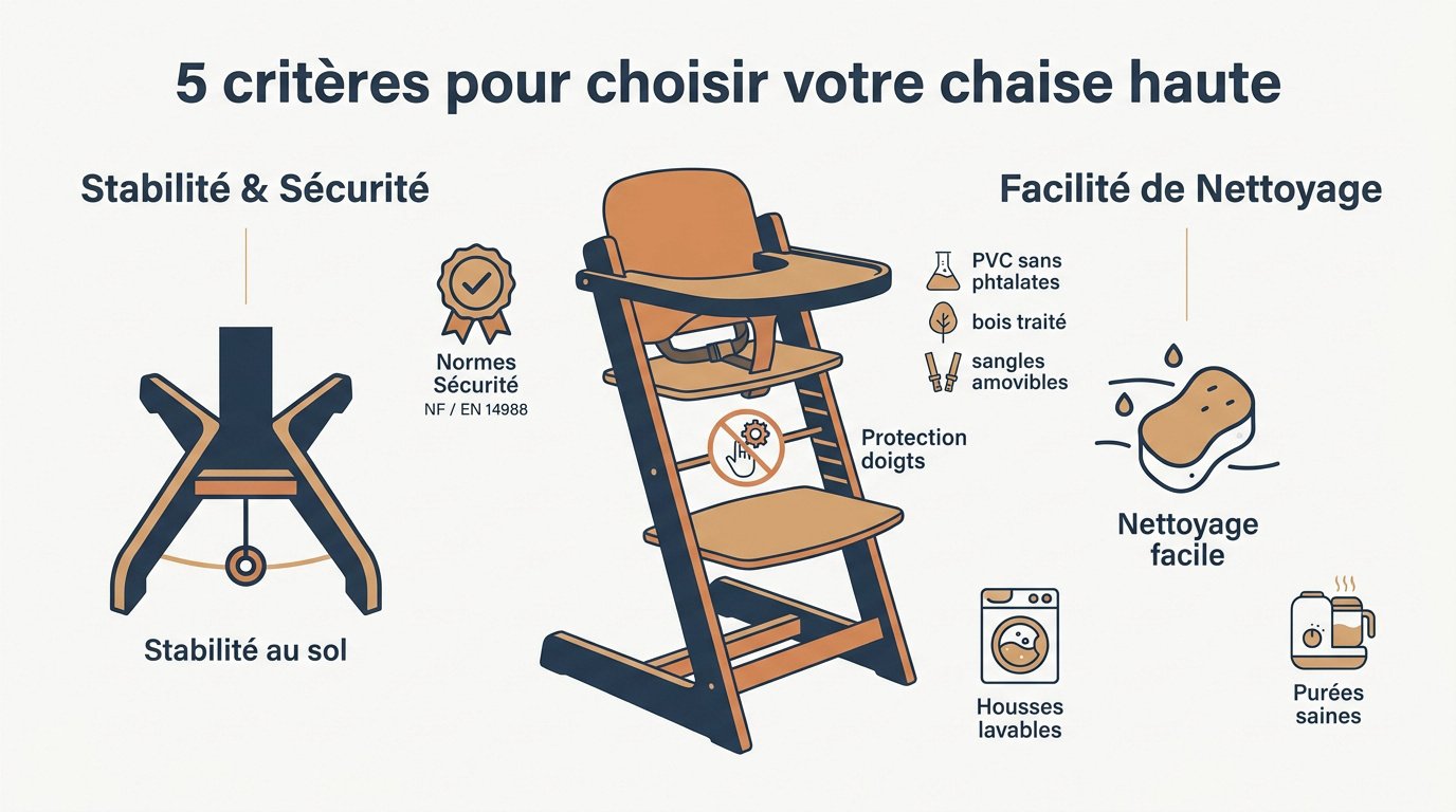 Critères de sélection pour une chaise haute bébé évolutive sécurisée