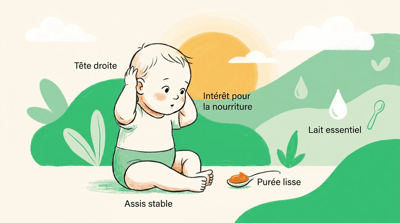 Bébé curieux découvrant sa première purée de légumes à la cuillère
