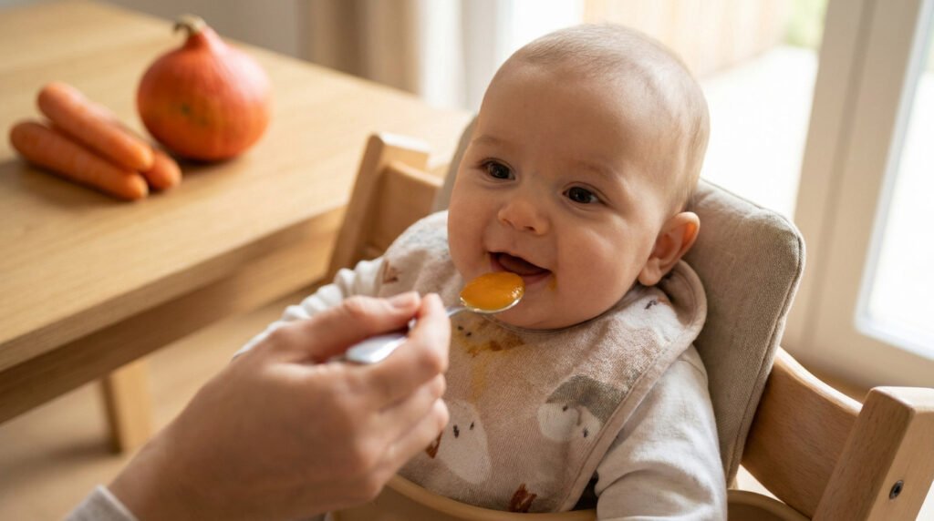 Quel légume bébé 4 mois | Guide 2026 et top purées lisse