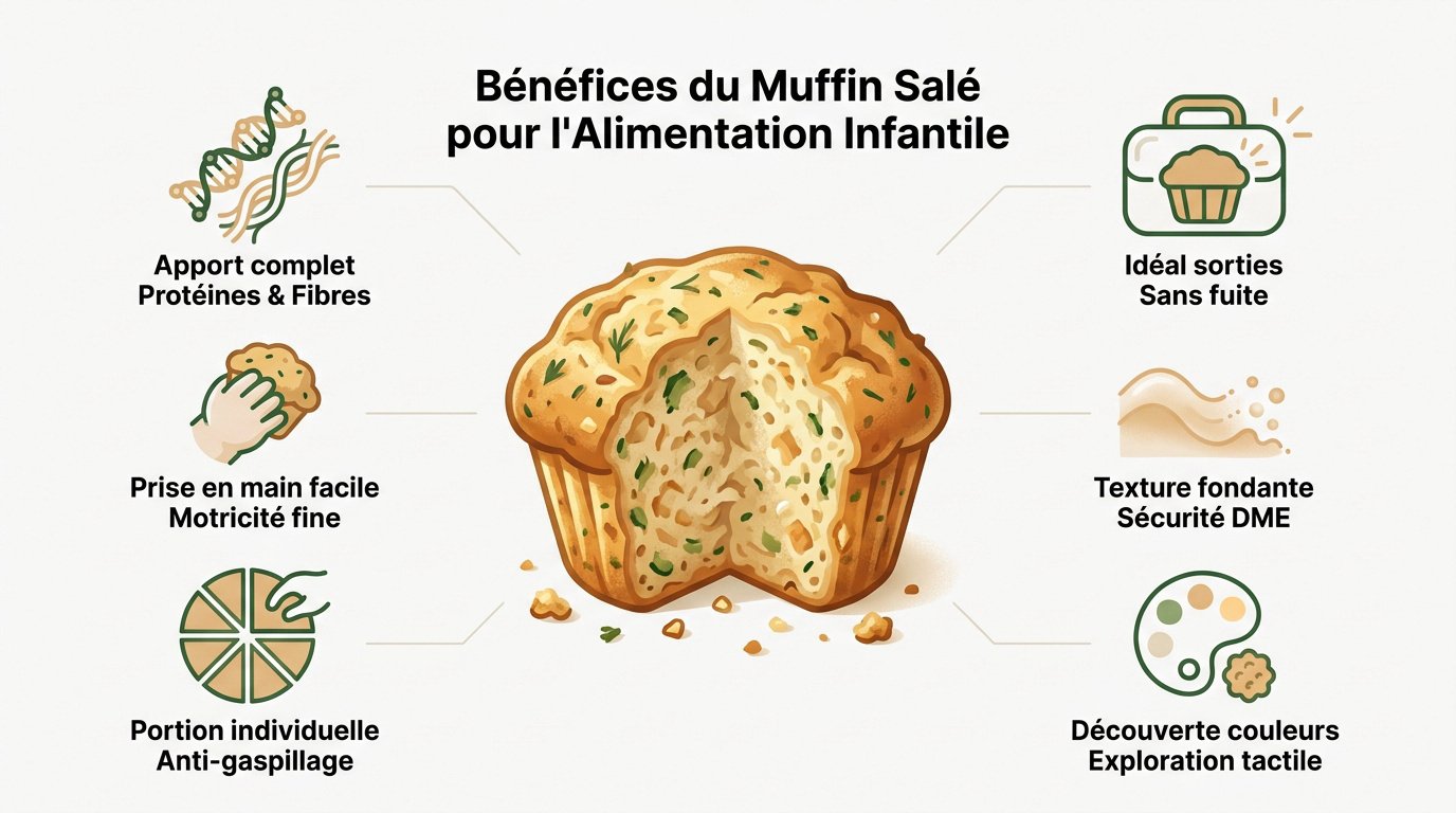 Bébé mangeant un muffin salé adapté à sa main