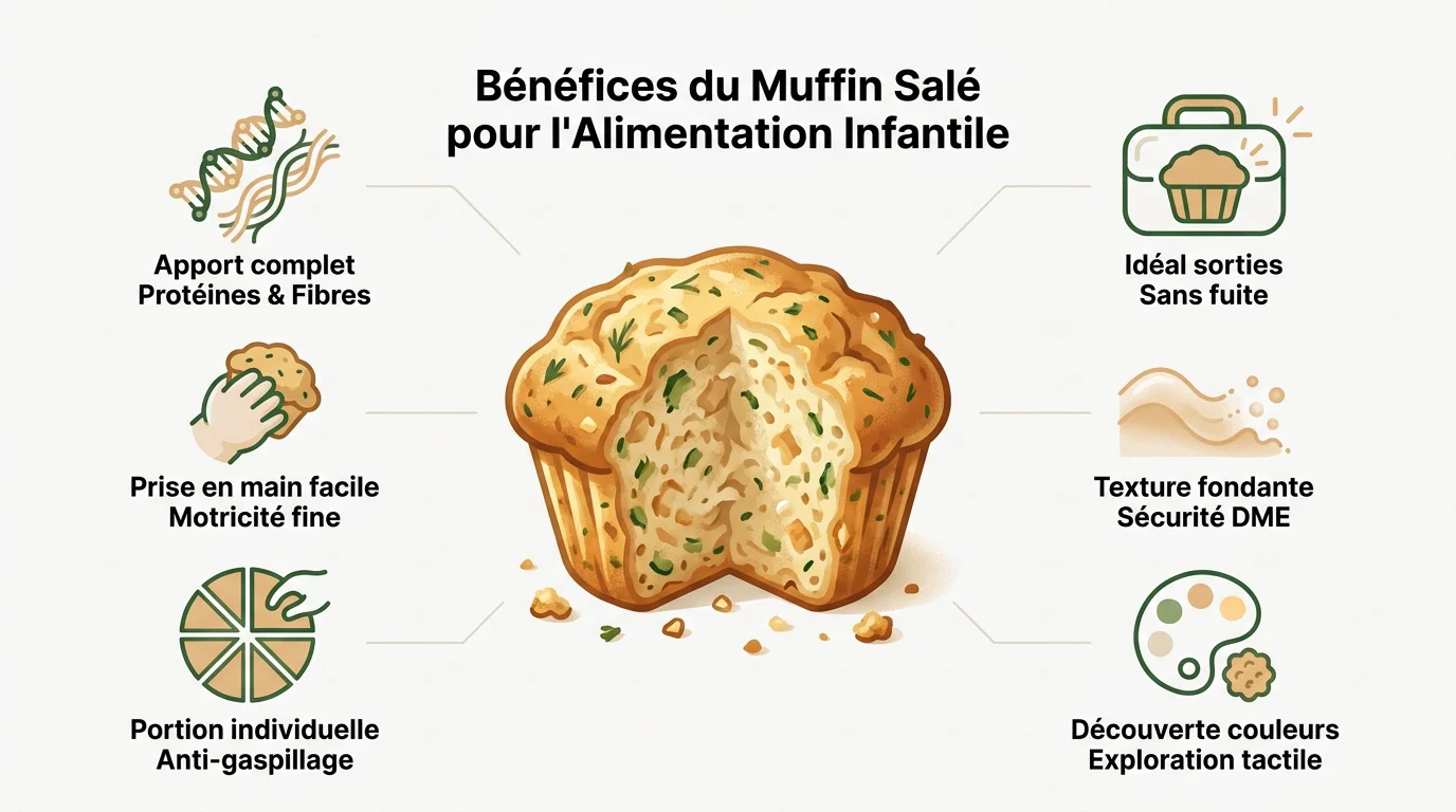 Bébé mangeant un muffin salé adapté à sa main
