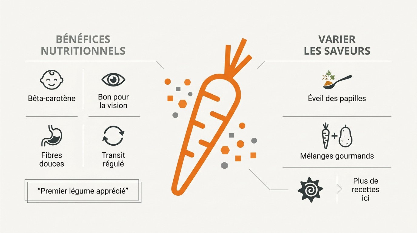 Purée de carottes onctueuse préparée au Thermomix pour la diversification alimentaire de bébé