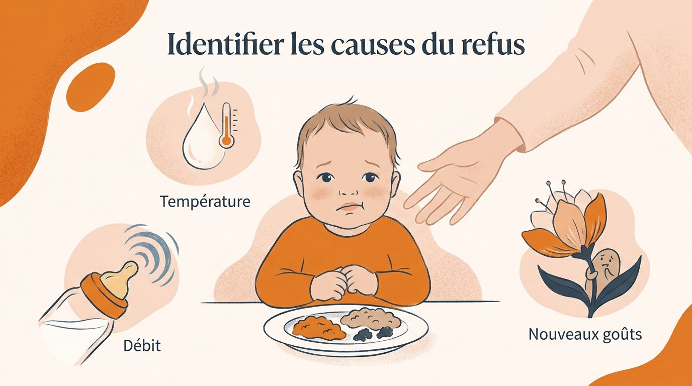 Bébé refusant une cuillère de purée