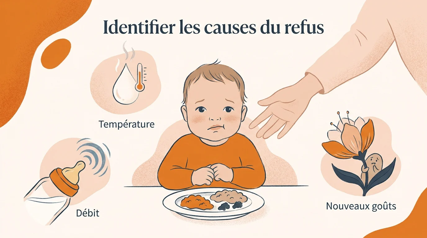 Bébé refusant une cuillère de purée