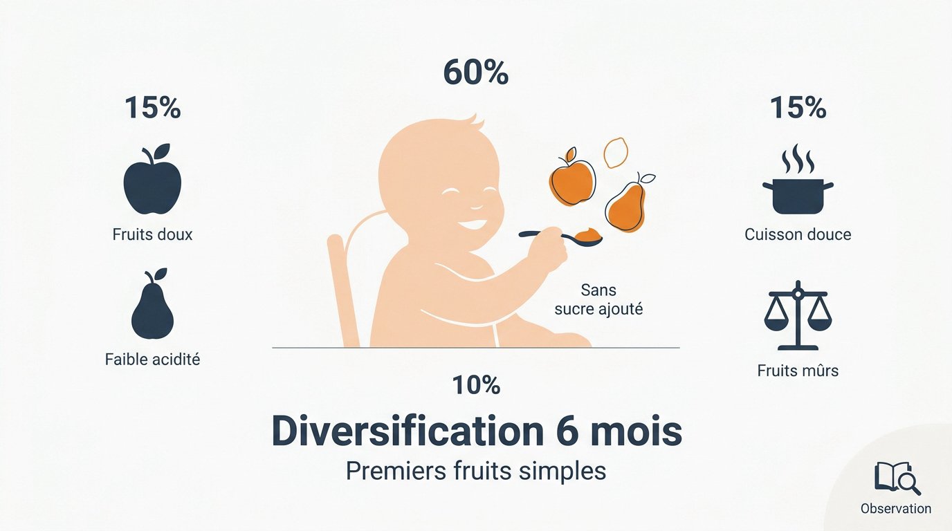 Sélection de fruits doux pomme et poire pour bébé