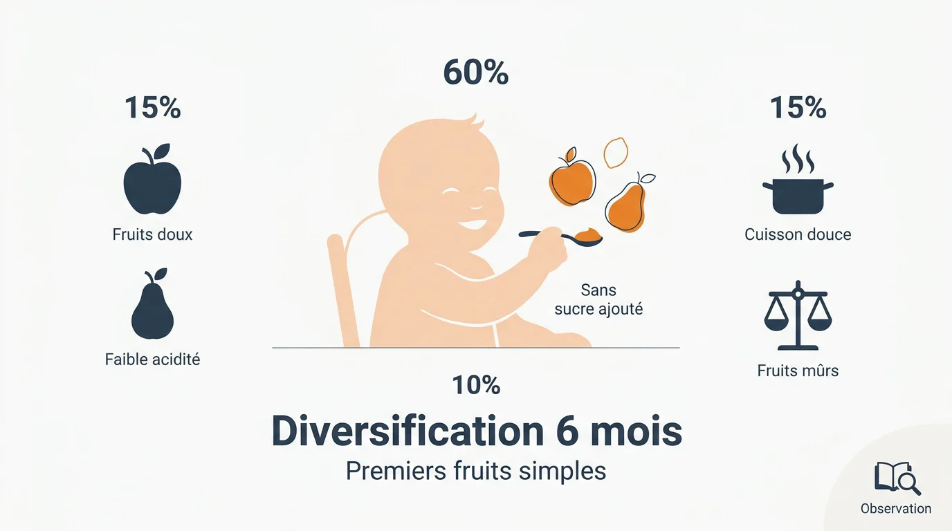 Sélection de fruits doux pomme et poire pour bébé