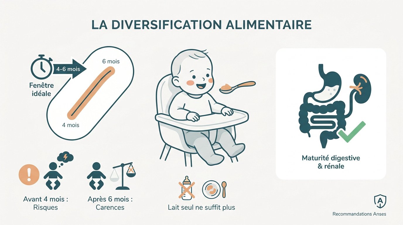 Bébé découvrant ses premières purées lors de la diversification alimentaire