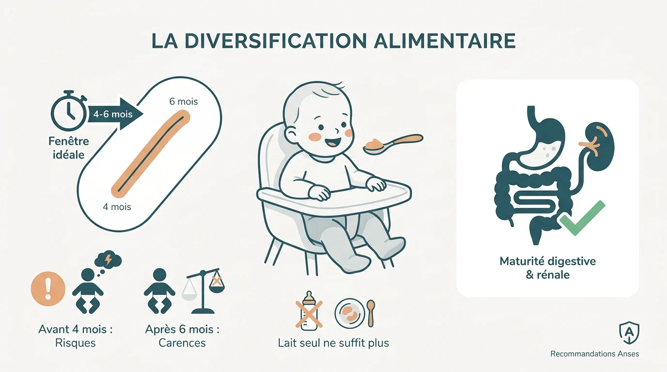 Bébé découvrant ses premières purées lors de la diversification alimentaire