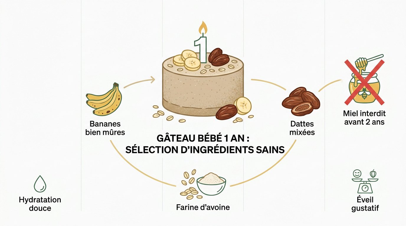 Ingrédients sains pour gâteau bébé 1 an avec bananes et farine complète