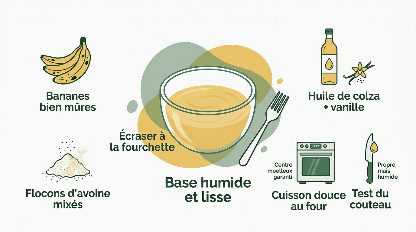 Étapes de préparation du gâteau banane et avoine pour bébé